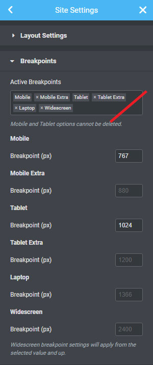 How to activate and deactivate Elementor Breakpoints